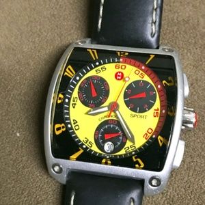 Michele Chronograph Sport Watch, Swiss. Balck & Yellow( 71-199-A ) FAST SHIPPING